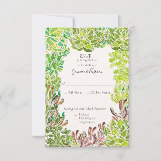 Carte de réponse RSVP Faire-part de mariage de thè (Devant)