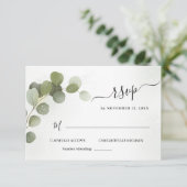 Carte de réponse RSVP Feuillage de verdure Eucalyp (Debout devant)
