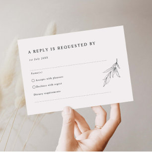 Carte de réponse RSVP feuillage minimaliste simple