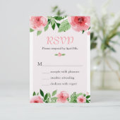 Carte de réponse RSVP Fleur de rose à l'aquarelle (Debout devant)