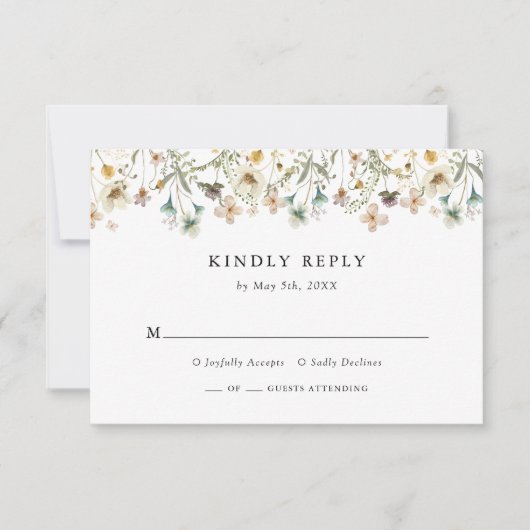 Carte de réponse RSVP Fleur sauvage (Devant)