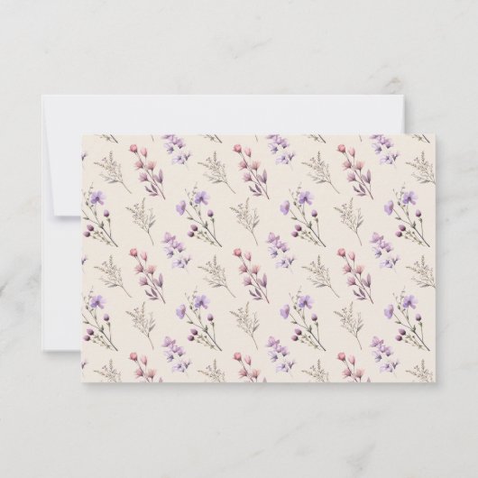 Carte de réponse RSVP Fleur sauvage moderne Beige (Dos)