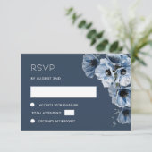 Carte de réponse RSVP Fleur Transparente Bleue (Debout devant)