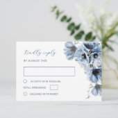 Carte de réponse RSVP Fleur Transparente Bleue (Debout devant)