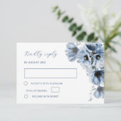 Carte de réponse RSVP Fleur Transparente Bleue (Debout devant)