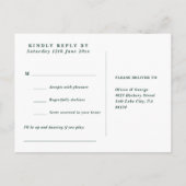 Carte de réponse RSVP Fleur verte émeraude (Dos)