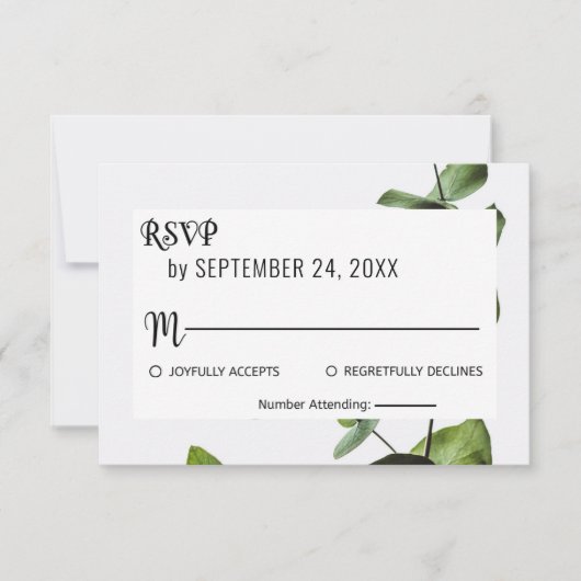 Carte de réponse RSVP fleurie vert émeraude (Devant)