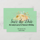 CARTE DE RÉPONSE RSVP FLEURIE VERT JAUNE (Devant / Derrière)