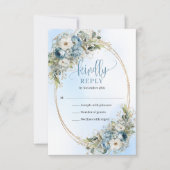 Carte de réponse RSVP Fleurs Blanches Bleues Éléga (Devant)