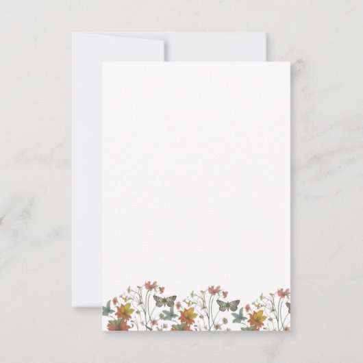 Carte de réponse RSVP Fleurs Boho avec repas (Dos)