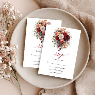 Carte de réponse RSVP Fleurs de Bourgogne Bohème A