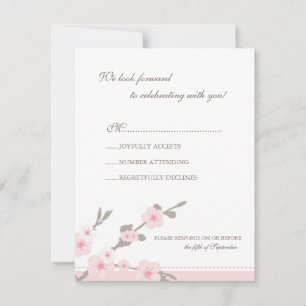 Carte de réponse RSVP Fleurs de cerisier roses élé