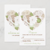 Carte de réponse RSVP Fleurs de printemps vert men (Devant / Derrière)