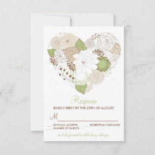 Carte de réponse RSVP Fleurs de printemps vert men