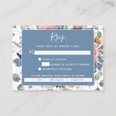 Carte de réponse RSVP Fleurs de rêve Bleu poussiér (Devant)