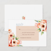 Carte de réponse RSVP Fleurs Rose Élégant (Devant / Derrière)