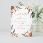 Carte de réponse RSVP Fleurs séchées Dentelle vint (Debout devant)