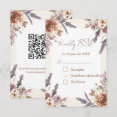 Carte de réponse RSVP Fleurs séchées Dentelle vint (Devant / Derrière)