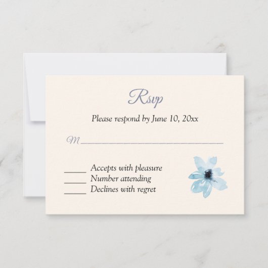 Carte de réponse RSVP Floral Bleu (Devant)