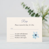 Carte de réponse RSVP Floral Bleu (Debout devant)