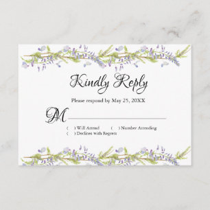 Carte de réponse RSVP Floral Boho violet et bleu