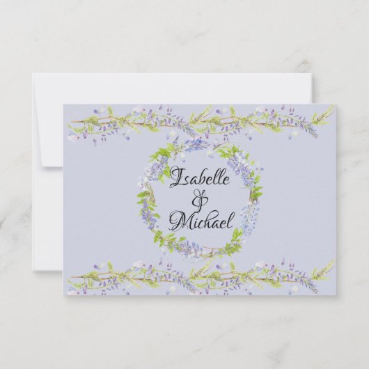 Carte de réponse RSVP Floral Boho violet et bleu (Dos)