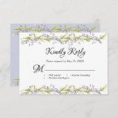 Carte de réponse RSVP Floral Boho violet et bleu (Devant / Derrière)