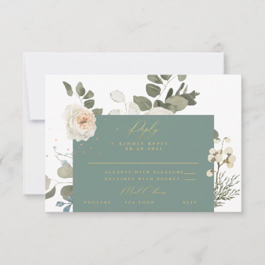 Carte de réponse RSVP Floral Botanique Douce (Devant)