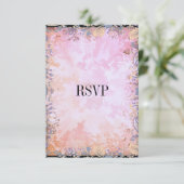 Carte de réponse RSVP Floral rose noir (Debout devant)
