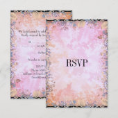 Carte de réponse RSVP Floral rose noir (Devant / Derrière)
