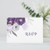 Carte de réponse RSVP Floral violet + choix d'entr (Debout devant)