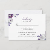 Carte de réponse RSVP Floral violet + choix d'entr (Dos)