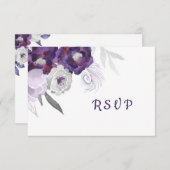 Carte de réponse RSVP Floral violet + choix d'entr (Devant / Derrière)