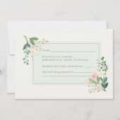Carte de réponse RSVP Florale à l'aquarelle verte  (Dos)