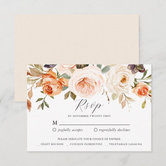 Carte de réponse RSVP Florale Automne (Devant / Derrière)