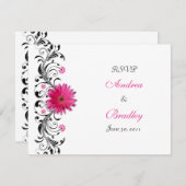 Carte de réponse RSVP florale avec gerbera rose (Devant / Derrière)