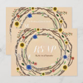 Carte de réponse RSVP Florale Branches d'arbre Rus (Devant / Derrière)