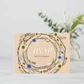 Carte de réponse RSVP Florale Branches d'arbre Rus (Debout devant)