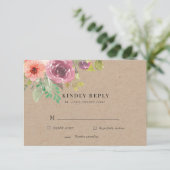 Carte de réponse RSVP Florale d'été rustique vibra (Debout devant)