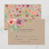 Carte de réponse RSVP Florale d'été rustique vibra (Devant / Derrière)
