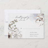 Carte de réponse RSVP florale élégante argent blus (Devant)