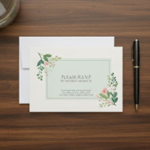 Carte de réponse RSVP florale Elégante couleur ver