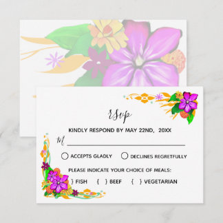 Carte de réponse RSVP florale élégante, magique et