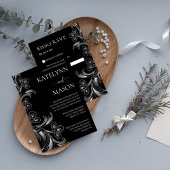 Carte de réponse RSVP florale élégante noir et bla