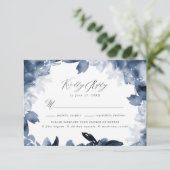 Carte de réponse RSVP florale indigo abstraite ave (Debout devant)