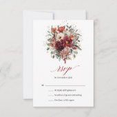 Carte de réponse RSVP florale marron automne Bohèm (Devant)