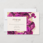 Carte de réponse RSVP Florale Roses Roses Rose Aqu (Devant)