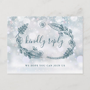 Carte de réponse RSVP Florale Rustique d'Hiver