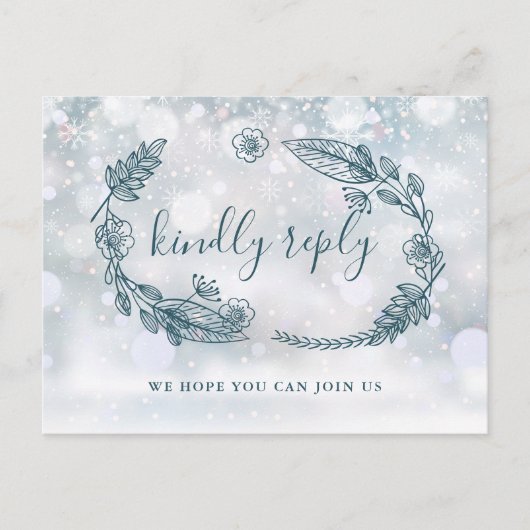 Carte de réponse RSVP Florale Rustique d'Hiver (Devant)