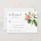 Carte de réponse RSVP florale tropicale (Devant)